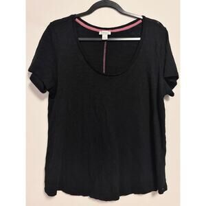 Sundance Cotton Textured Knit Scoopneck Tee Large Elevated Basics
